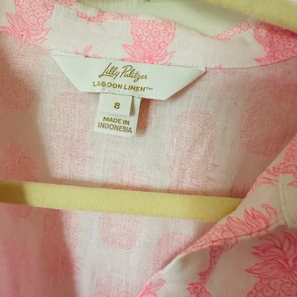 Lilly Pulitzer Pink Printed Linen Shirt Dress - Picture 4 of 10